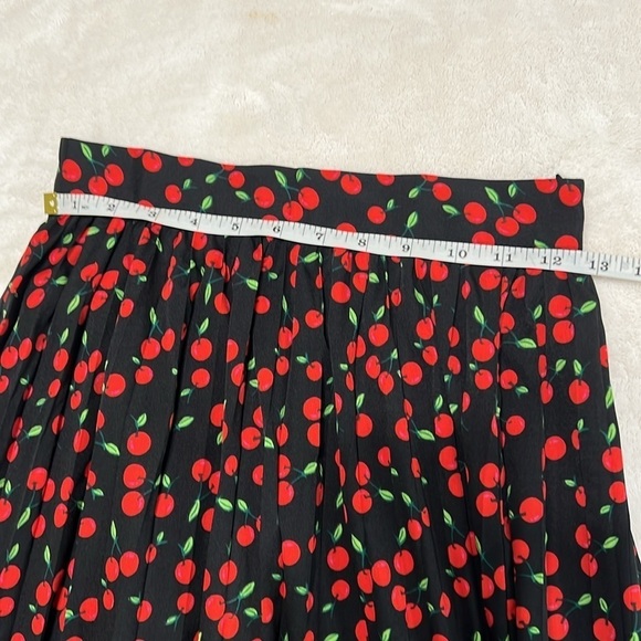 ASOS Wednesdays Girl Pleated Cherry Print Midi Skirt - Picture 8 of 9